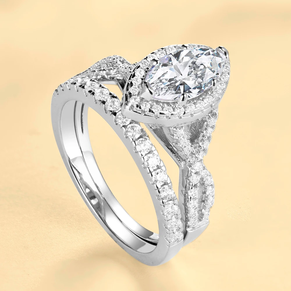 

Style 925 Sterling Silver Ring for Women Zircon Wedding Ring Set Couples