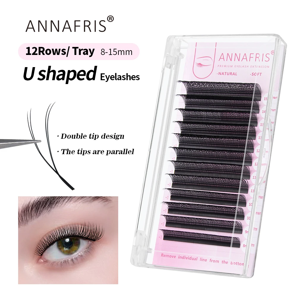 

ANNAFRIS U-образные наращивание ресниц YYE, натуральные тонкие двухслойные ресницы U Sahpe YY