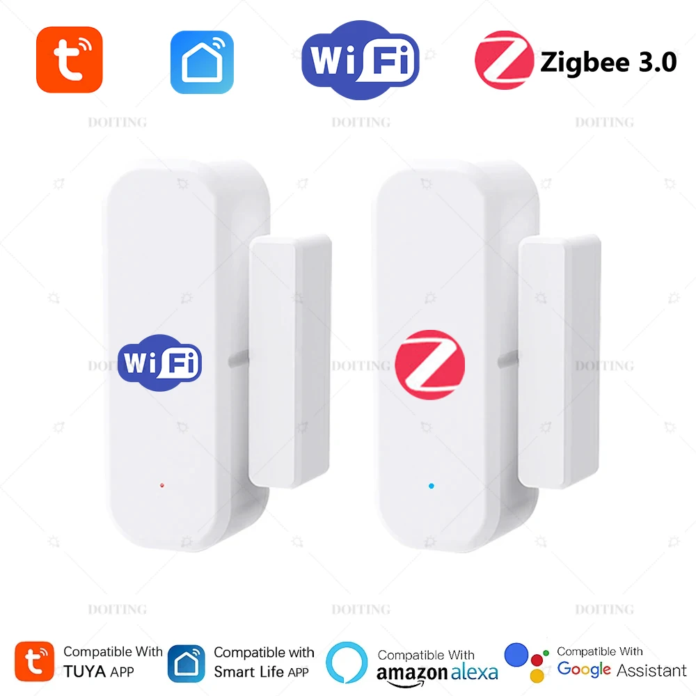 Tuya WIFI Zigbee 3.0 Smart Door Sensor Open Closed Detectors Security Protection Smart Life APP Control Via Alexa Google Home