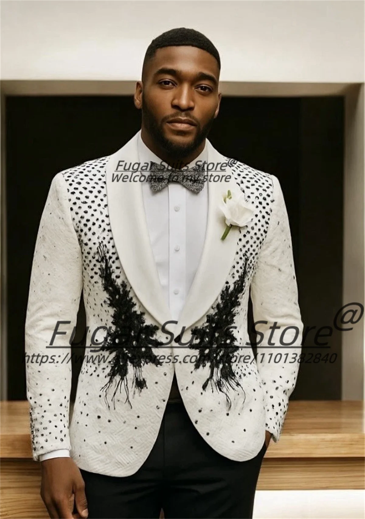 

Роскошные блестящие украшения со стразами, мужские костюмы по индивидуальному заказу, облегающие шаль с лацканами, свадебные смокинги для жениха, комплекты из 2 предметов, мужские пиджаки для выпускного вечера