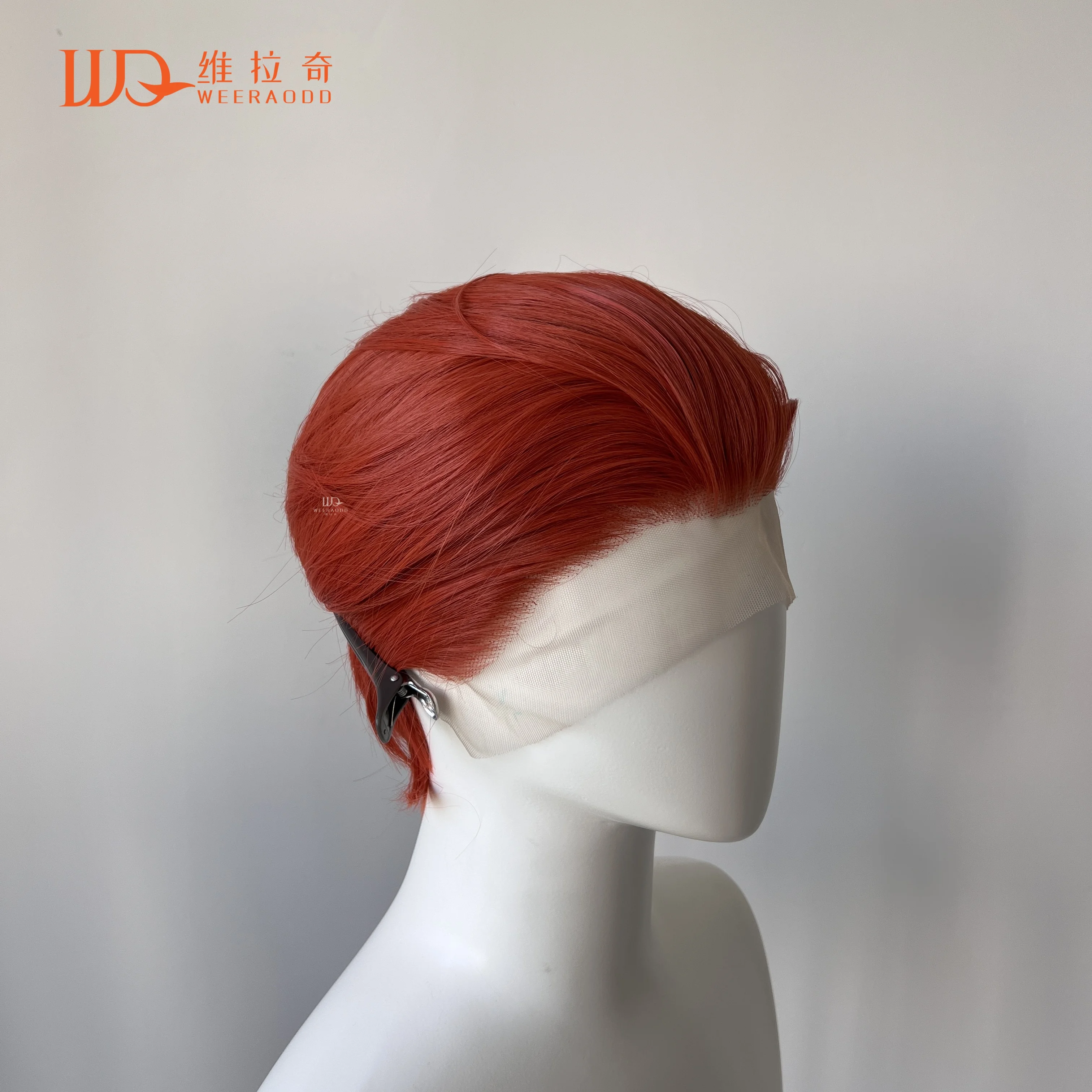 

Оранжевый, красный парик, короткий парик 13*4, парик спереди для мужчин, парик для косплея, естественная линия волос, высокотемпературные волокна, синтетические парики на шнурке