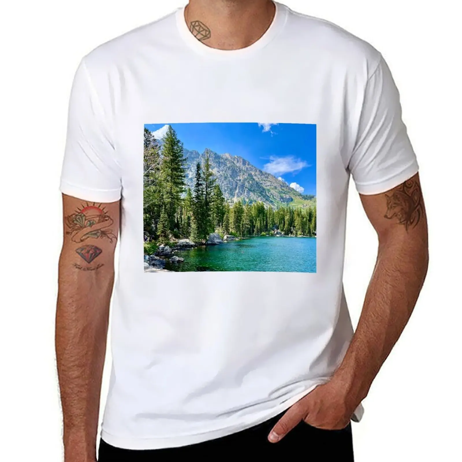 

Jenny Lake at the Grand Tetons, Wyoming T-Shirt t shirts for man graphic tees man t shirt summer T-Shirt