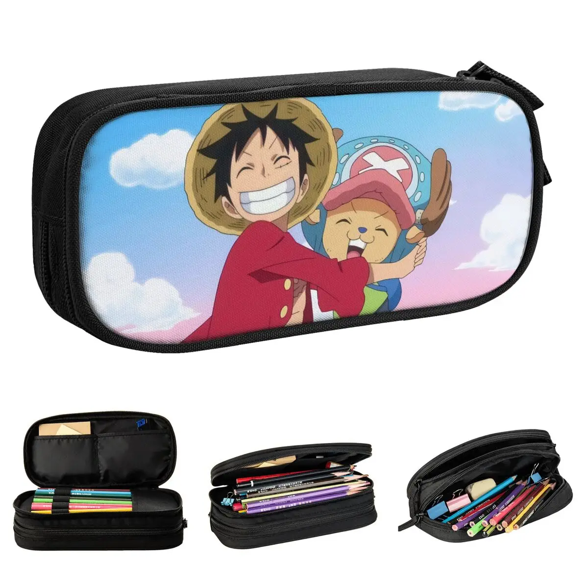 

Luffyed Aniem Zoros Choppers Anime Pencil Cases Fun Pen Box Bags Girls Boys Big Capacity Students School Gifts Pencil Box