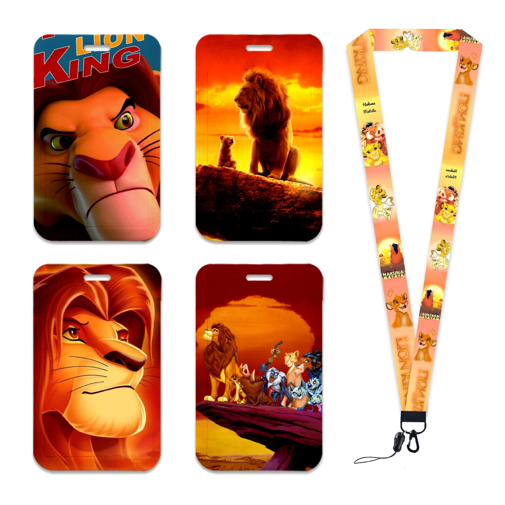 ใหม่พวงกุญแจดิสนีย์ Lion King สำหรับกุญแจที่ใส่ป้ายบัตรประจำตัวบัตรเครดิตสายคล้องคอพวงกุญแจเครื่องประดับสายโทรศัพท์แขวน