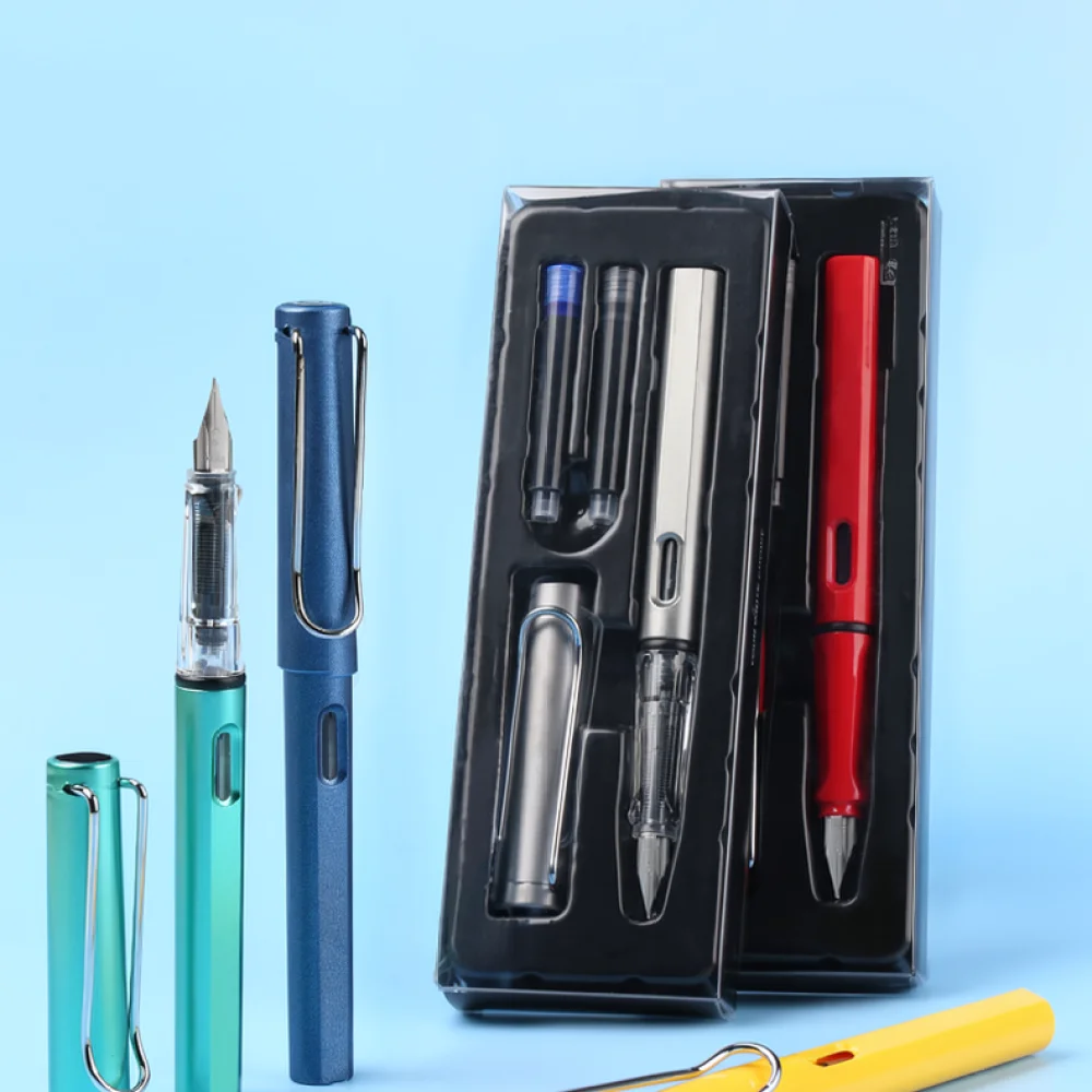 Student Fountain Pen Set Posture Correcting Stationery Iridium Nib Ink Sac Writing Tool Business Gift Office Supplies
