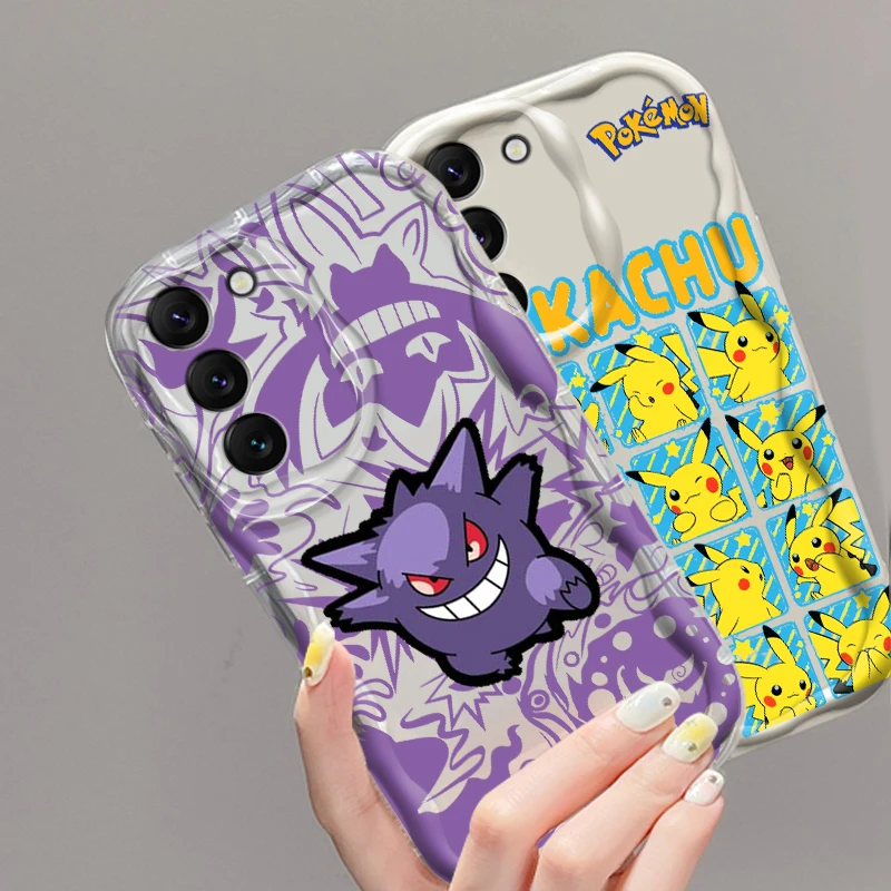 

P-Pokemon P-Pikachus G-Gengars For Samsung S24 S23 S21 S20 Ultra Plus FE A73 A72 A71 A51 A31 A05S A05 A04 5G Wave Oil Cover