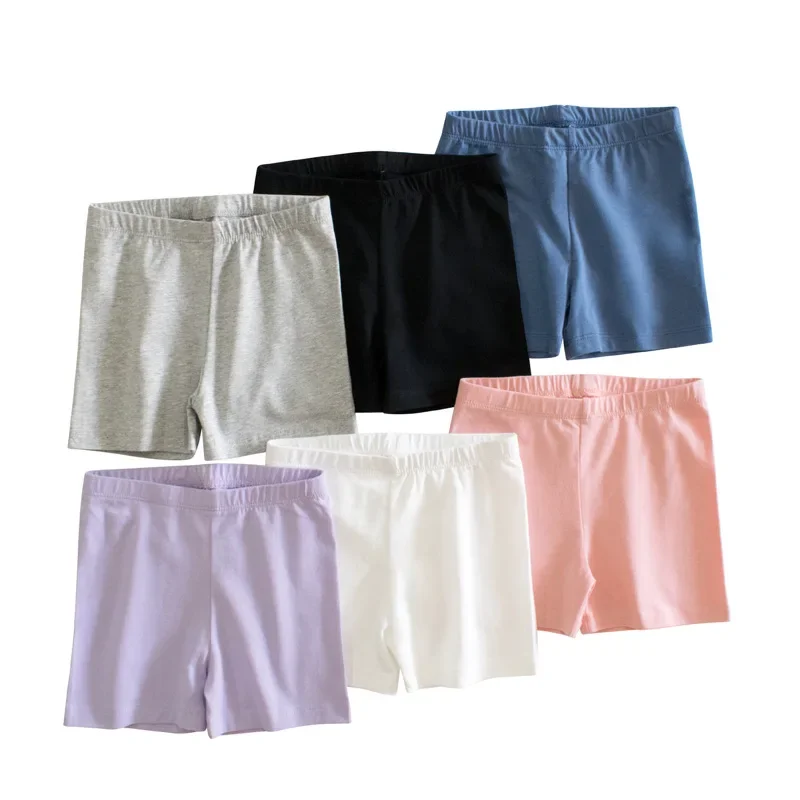 2024 Girls' Summer Thin Leggings Kids Shorts Solid Color Safety Pants Skinny Baby Outer Wear Children's Pants