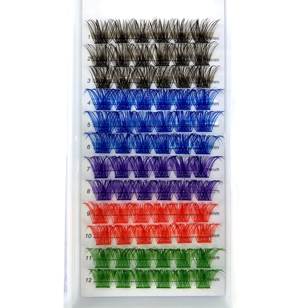 Colorful Individual Lashes Extension Natural Faux Mink Eyelashes Segmented Cluster Colored Eyelash Extension Makeup Cilia