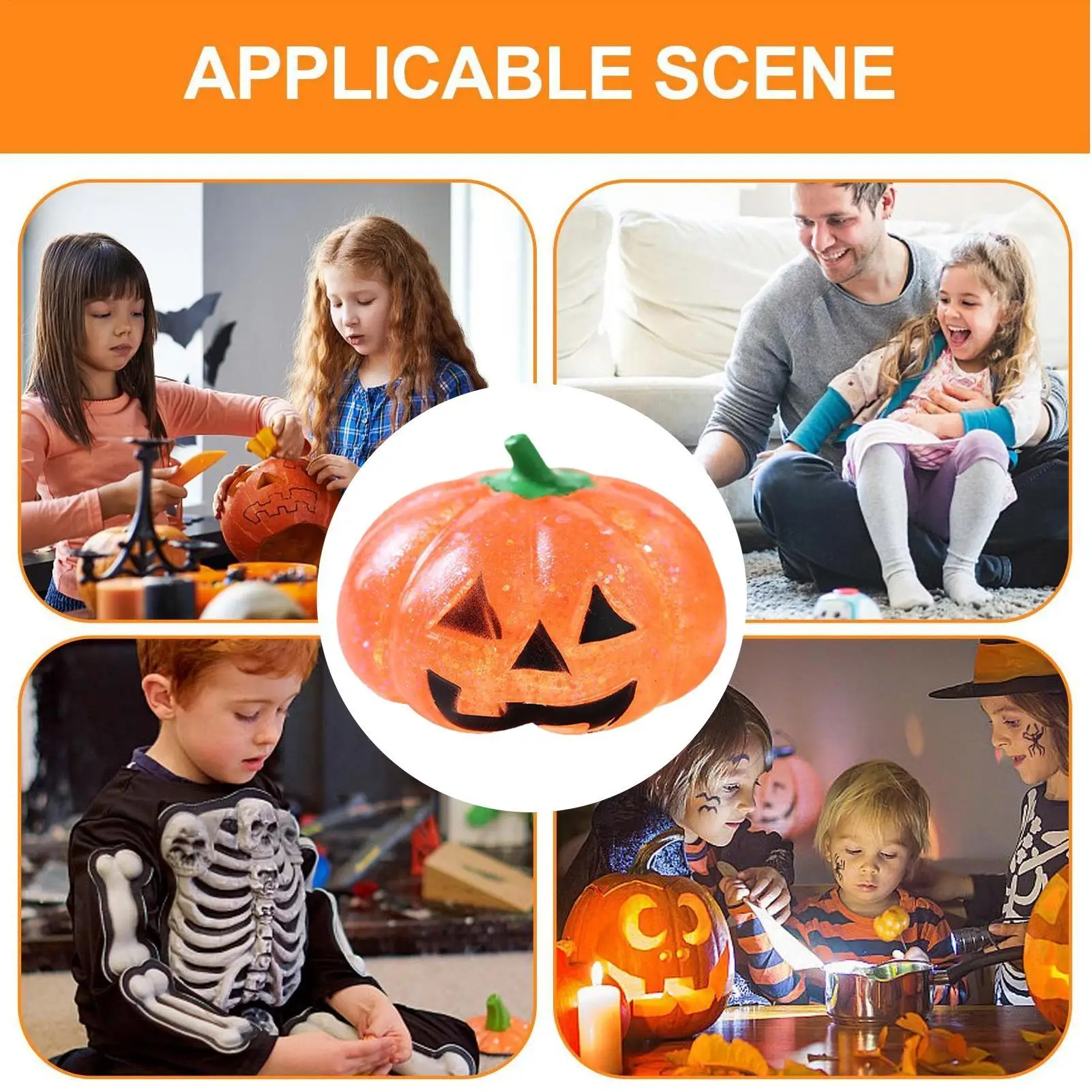 Giocattolo da spremere di Halloween Zucca di Halloween Giocattoli da spremere per alleviare lo stress Palline elastiche Riempitivi per sacchetti da festa per la scuola di Pasqua