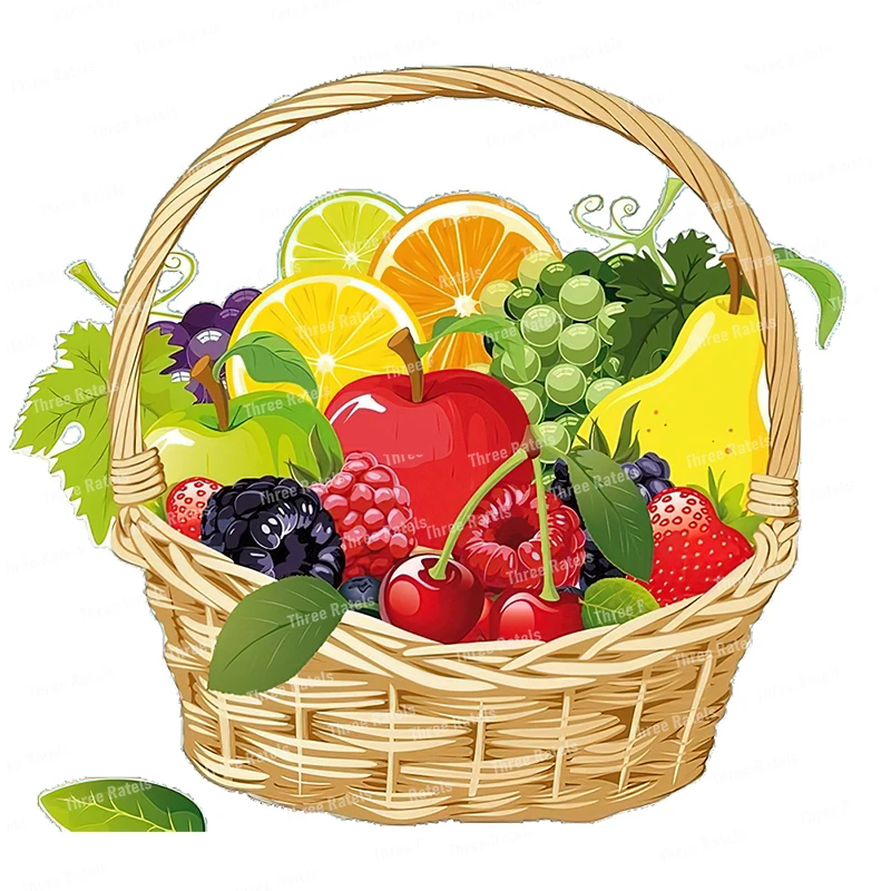 

Three Ratels CO39 Pastoral color fruit basket self-adhesive wall sticker kitchen refrigerator decoration Stickers