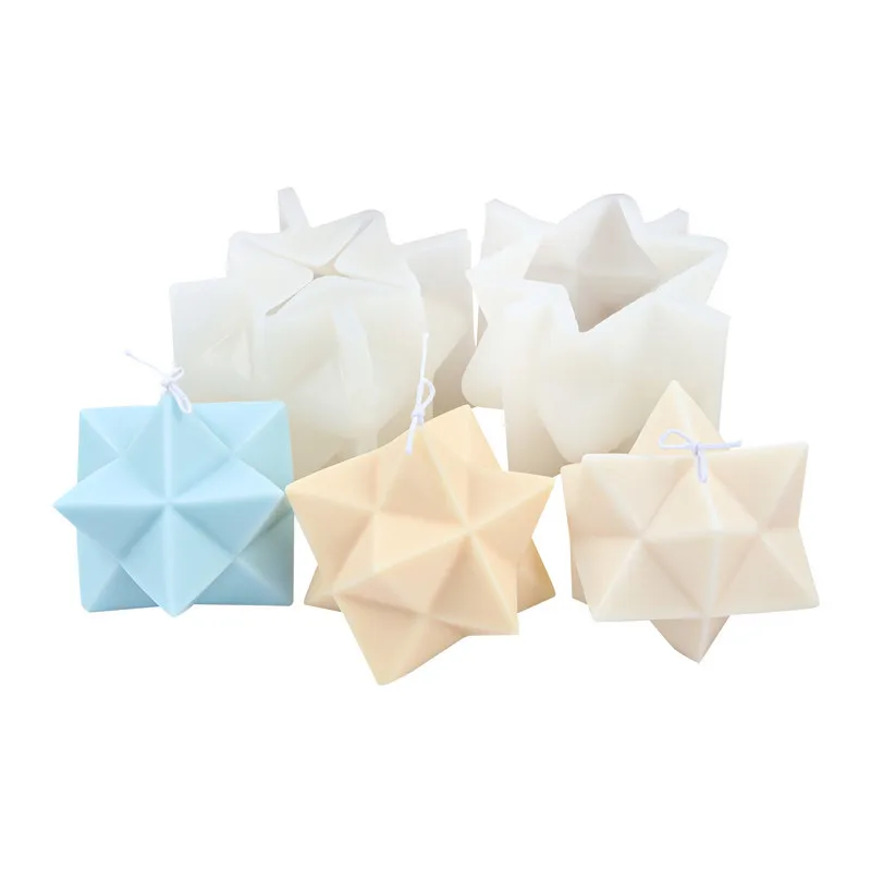 New Silicone Pointed Five-Pointed Star Candle Mold DIY Four-Pointed Star Aromatherapy Plaster Soap Mold Home Decor