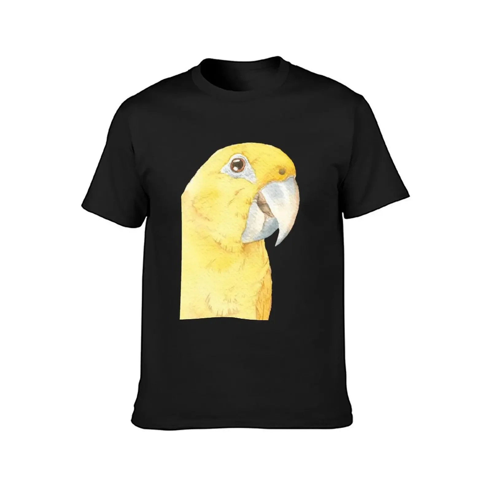 golden conure watercolor ararajuba painting T-Shirt anime clothes plus size clothes t shirt men