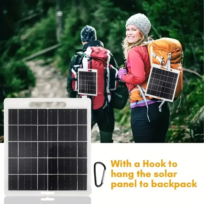 Placa Solar de 5V, Panel Solar impermeable, cargador de batería Solar USB Dual portátil, carga de células solares para acampar al aire libre