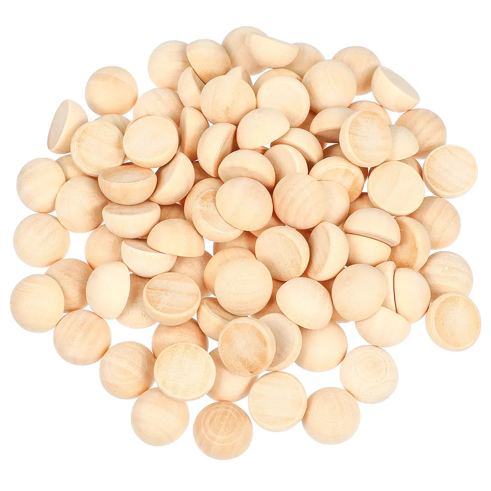 

200pcs 12mm Half Wood Balls Bead Unfinished Wood Beads Flatback Cabochon For Jewelry Making DIY Accessories Craft Dome Bead