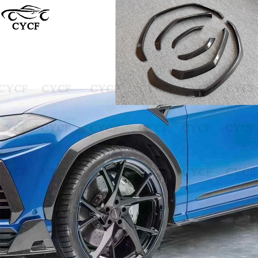 For Lamborghini URUS Carbon Fiber Wheel Eyebrow Arch Fender Flares Cover Trim Mudguards Protective Lip Strips Mud Flaps