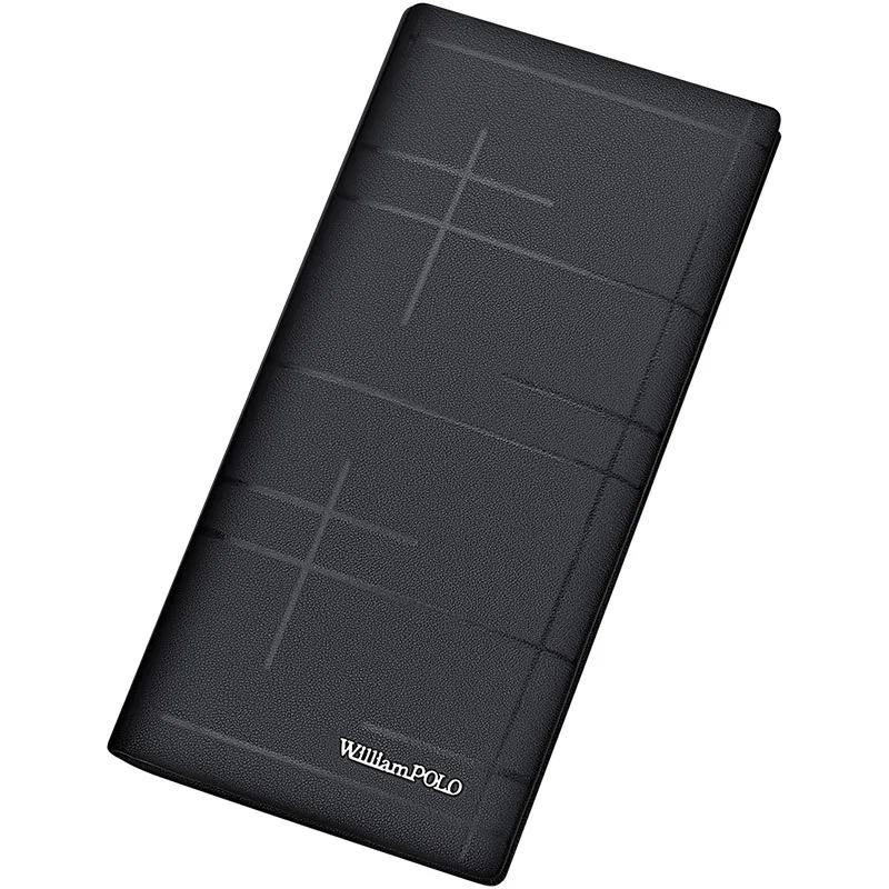 محفظة طويلة من الجلد الطبيعي للرجال جديدة، تصميم ثنائي الطي من جلد البقر المحبب، أكثر من 16 فتحة للبطاقات ونافذة لبطاقة الهوية، حجب RFID، أعمال نحيفة #5