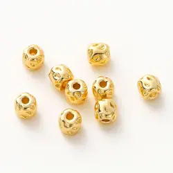 2-10pcs 18K Gold Plated Irregular Concave Pattern Beads Rectangle Bracelet Loose Spacer Beads For DIY Jewelry Making Supplies