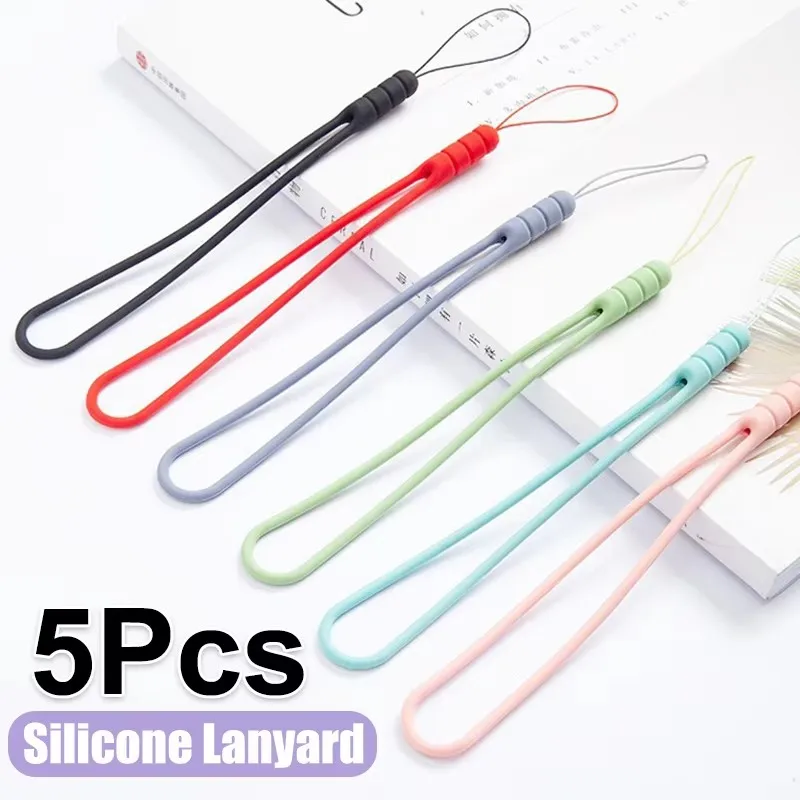 5-1PCS Phone Strap ID Card Keys Cord Keychain Silicone Wrist Straps Portable Hand Wrist Lanyard Chain for Samsung Xiaomi Huawei