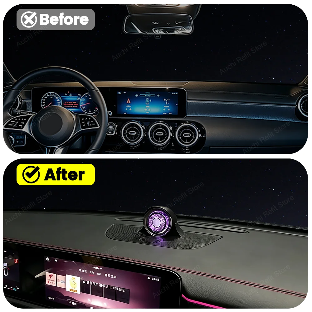 Auchi Mid-High Frequency Speaker Mounted Sound System Car Audio 4D Tweeter Ambient Light For Mercedes Benz A Class W177 Car