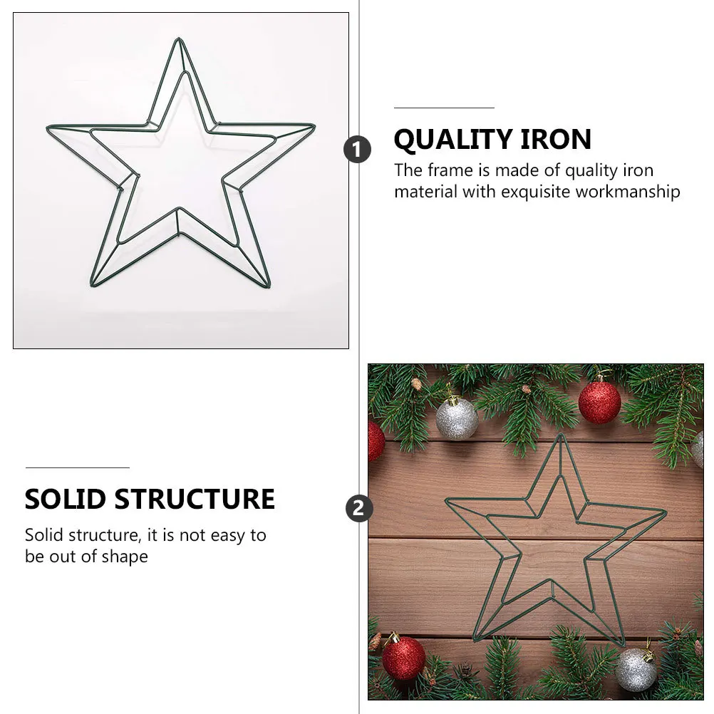 

1Pcs Five-Pointed Star Wreath Making Ring Heavy Duty Iron Base for DIY Floral Garland Holiday Home Decor Accessory