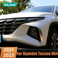 Luz antiniebla del parachoques delantero, lámpara embellecedora, cubierta de tira de cejas para párpados, accesorios de coche para Hyundai Tucson NX4 2021 2022 2023 Hybrid N Line