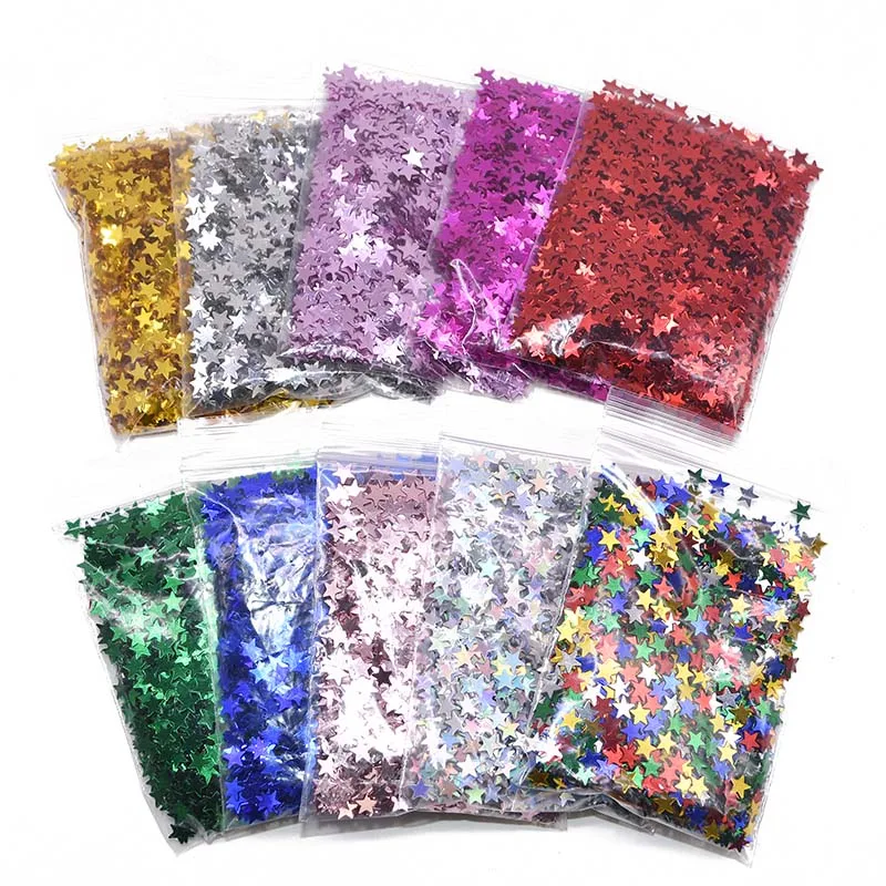 15 g/bolsa 6/10MM oro plata acrílico estrellas Mesa confeti rociadores para la decoración de la fiesta de cumpleaños de la boda confeti globo relleno