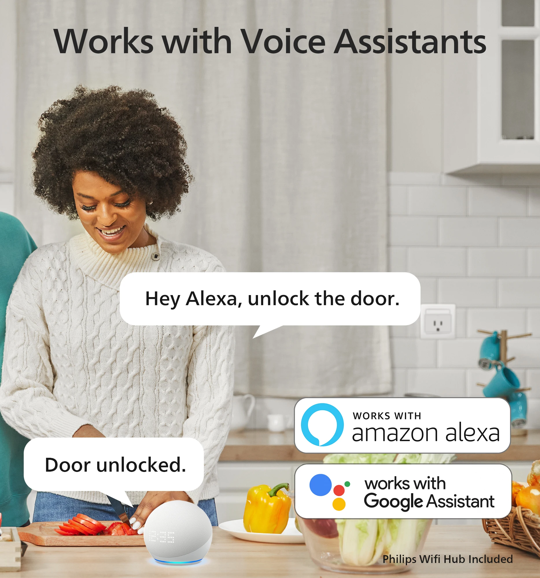 قفل الباب الذكي من Philips Wi-Fi، معرف بصمة الإصبع، قفل باب الدخول بدون مفتاح مع التحكم في التطبيق، لوحة المفاتيح Deadbolt مع Wi-Fi #5