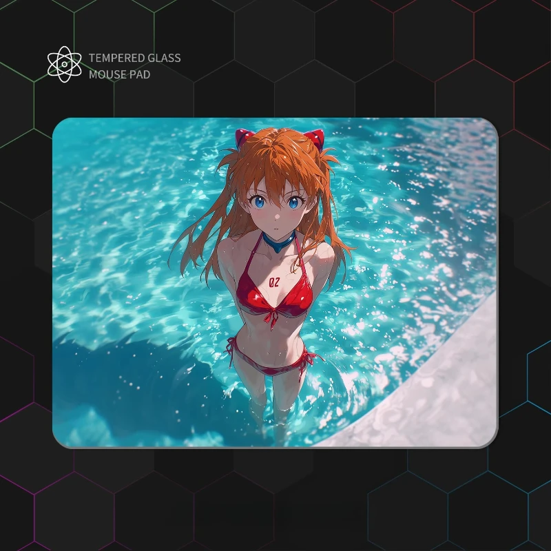 

EVA Photovoltaic Glass Mouse Pad Asuka Ayanami Rei Esports Toughened Smooth Custom Pattern FPS Gaming Table Mat DIY Office Gifts