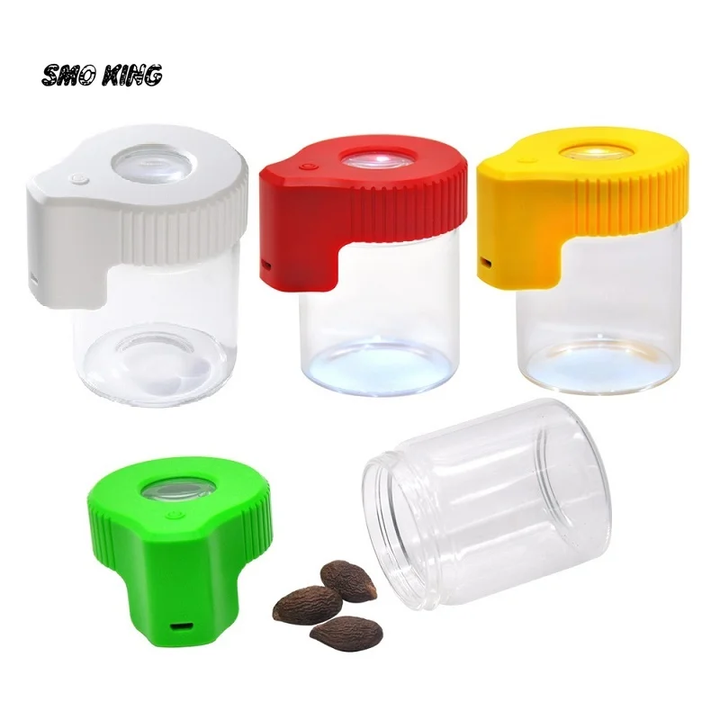 

SMO LED Dry Herb Grass Storage Jar Container Vacuum Seal Pill Case Tobacco Box Smoking Storages Accesoires Gadgets for Men