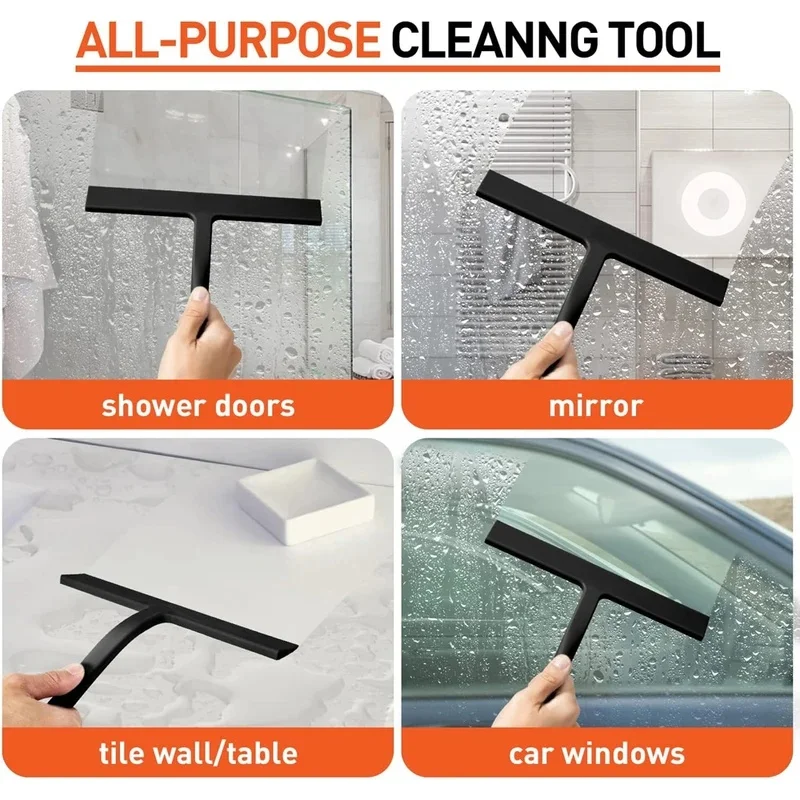 Matte Black Silicone Squeegee Streak Free Cleaning Shower Squeegee for Glass Bathroom Shower Doors Mirrors Tiles Car Windows - view 5
