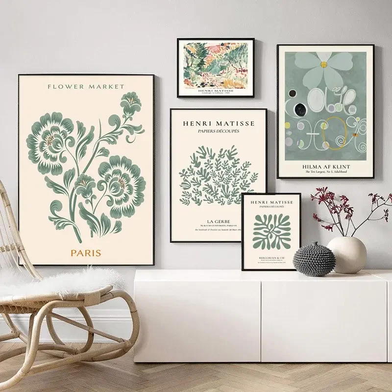 Henri Matisse Van Gogh Posters Flower Market Wall Prints Abstract Yayoi Kusama Canvas Painting Nordic Green Picture Home Decor