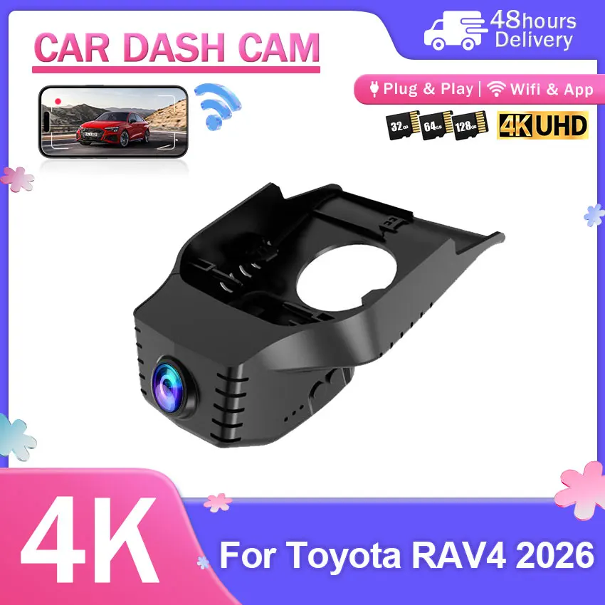 4K Dash Cam Front and Rear For Toyota RAV4 2026 Voice Control Night Vision Video Recorder