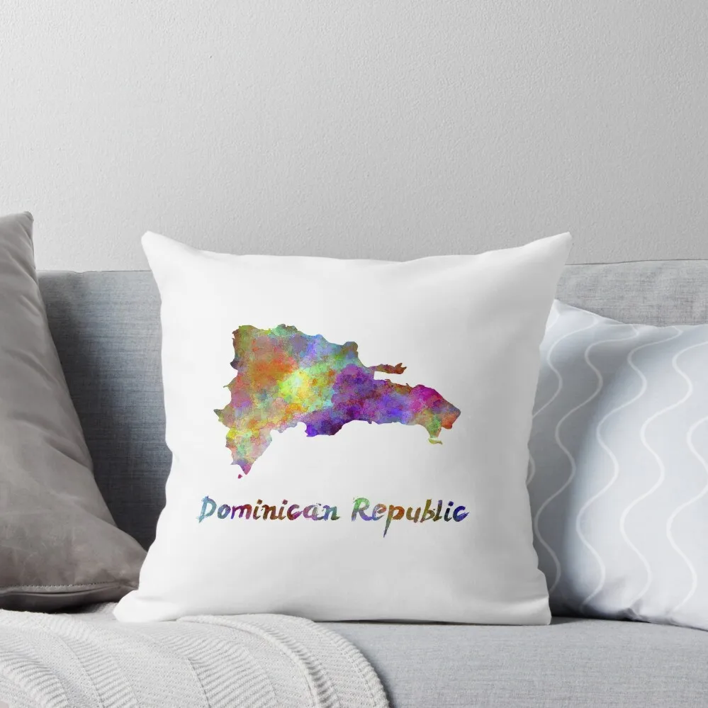 

Dominican Republic map in watercolor Throw Pillow Embroidered Cushion Cover pillowcases for sofa cushions pillow