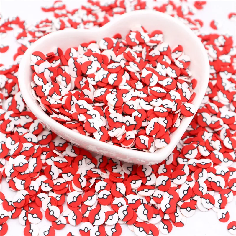 50g Red And White Ball Polymer Clay  DIY Resin Shaker Jewelry Soft Clay Slices Sprinkles for Slime Filling and Nail Art Crafts