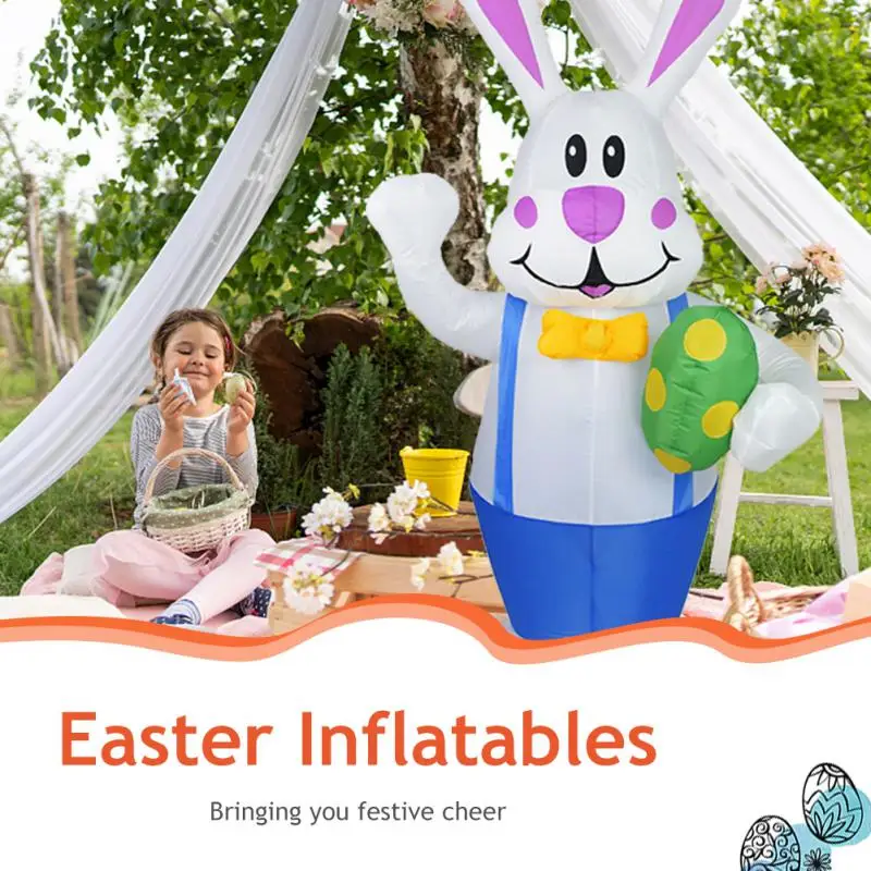 Inflatable Toy Vivid 1.9m Bunny Ornaments Standing Bunny Balloon Luminous Easter Rabbit Easter Rabbit Kids Gift Cute