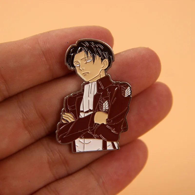 Anime Figure Badge Pins Brooch Eren Jager Levi Mikasa Ackerman Character Enamel Brooches Cosplay Lapel Pin Jewelry for Friends