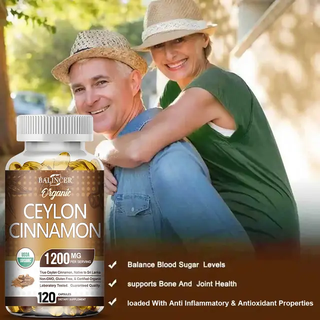 Organic Ceylon Cinnamon 1200mg Capsules Supports Healthy Blood Sugar