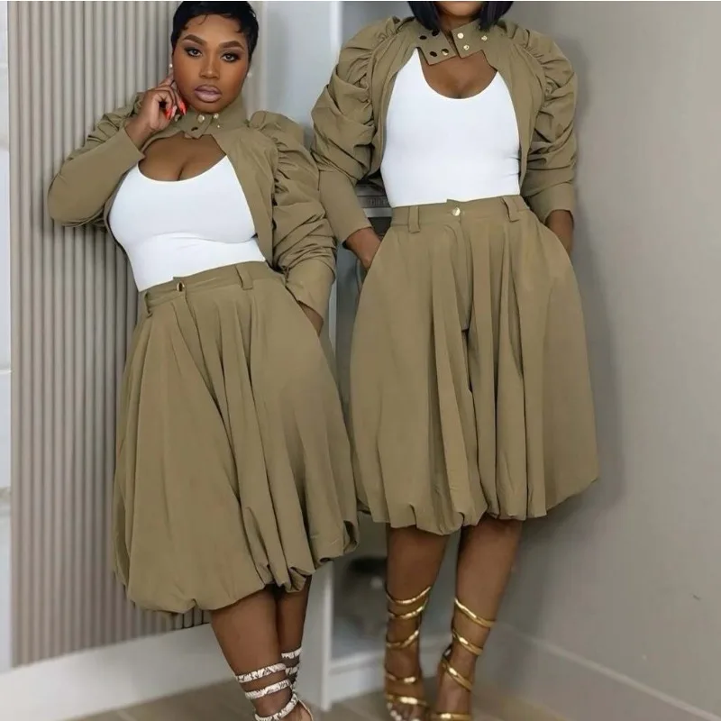 

Women's High Waist Balloon Culottes Pleated Wide Leg Midi Pants 2026 New Arrival Casual Loose Trousers for Daily Wear & Office