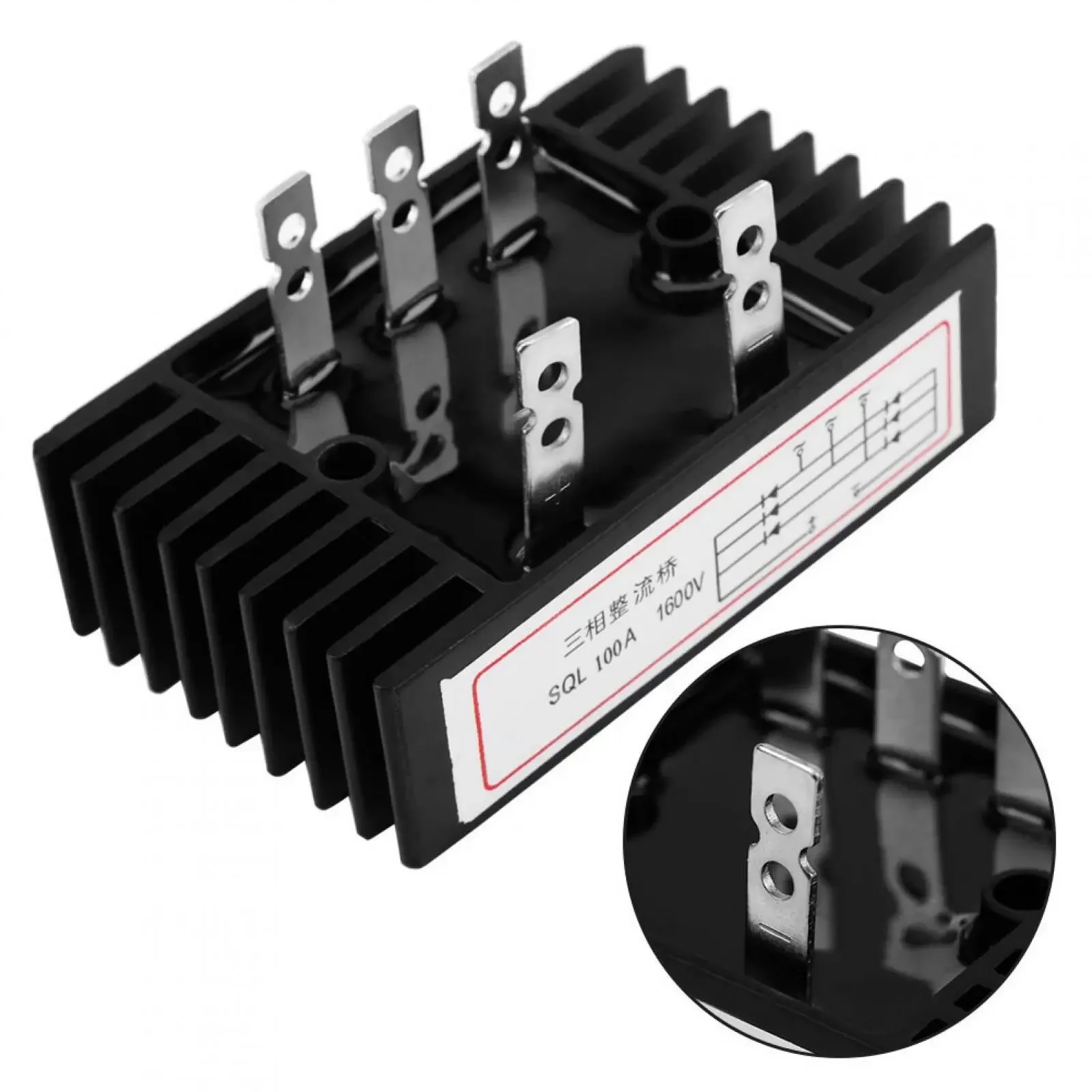 Industry Outdoor Bridge Rectifier Rectifier 3-Phase Black Diode Full Wave Silicon 1 PCS 100A 1600V High Frequency