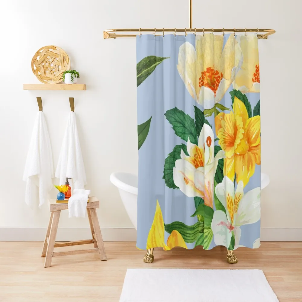 

yellow blossom Shower Curtain Waterproof Fabric Bathroom Bathroom Shower Set Curtain