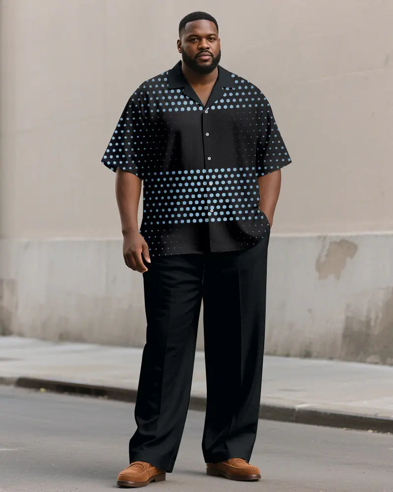 S-9XL Plus Size Men's Striped Polka Dot &Geometric Print Shirt &Pants Set, Multi-Design Casual 2-Piece Summer Outfit Collection