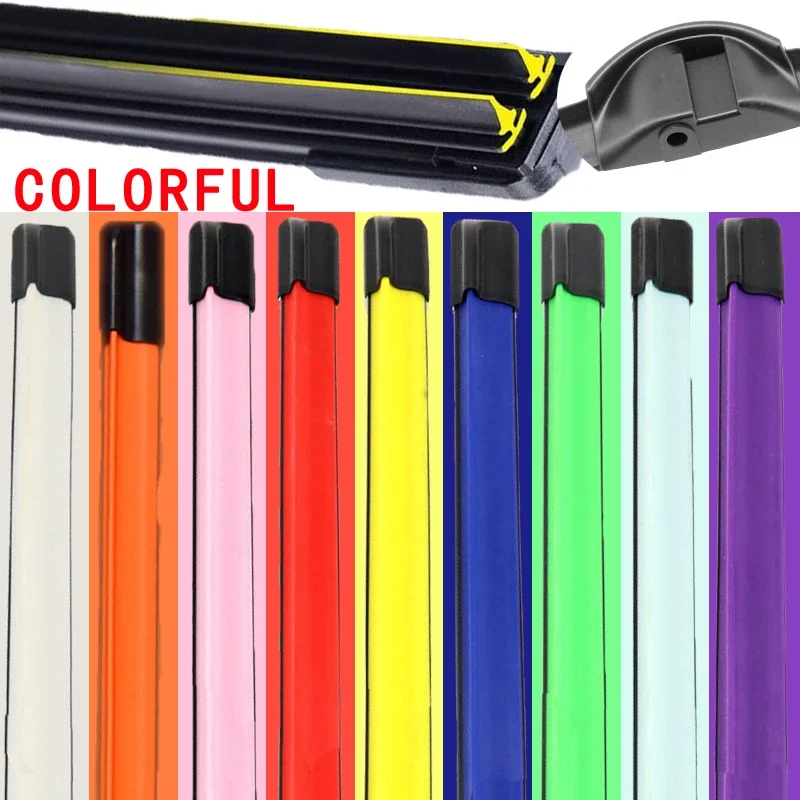 

Colorful SIDE PIN Car Windshield Wiper blades Universal Soft Double layer Rubber Frameless Bracketless 16" 19" 20" 22" 24"26"30"