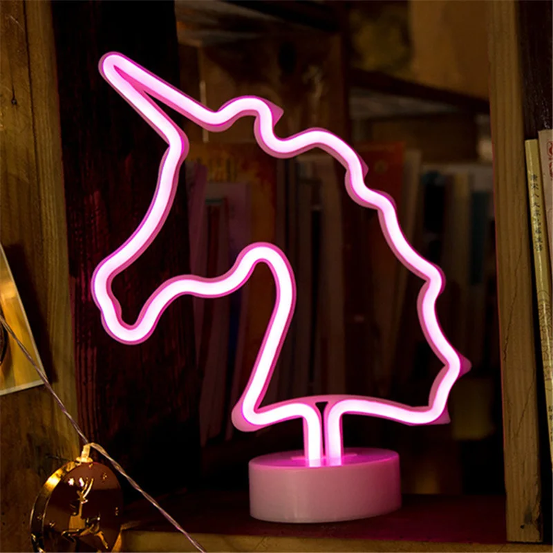 Imagem -03 - Arco-íris Unicórnio Neon Led Night Lamp Girls Bedroom Warm Light Decoração do Quarto 3d Acrílico Table Desk Lamp Presentes