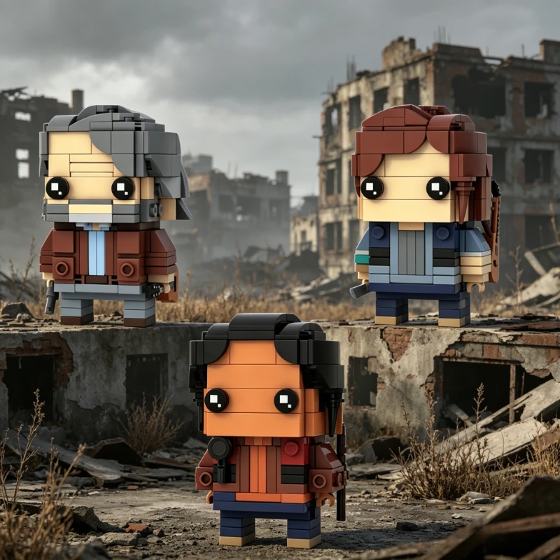 Cool Post-Apocalyptic Survivor Cubic Figure MOC Brick Kit Wasteland Survival Character Model Stylish Tabletop Decor Present Toy
