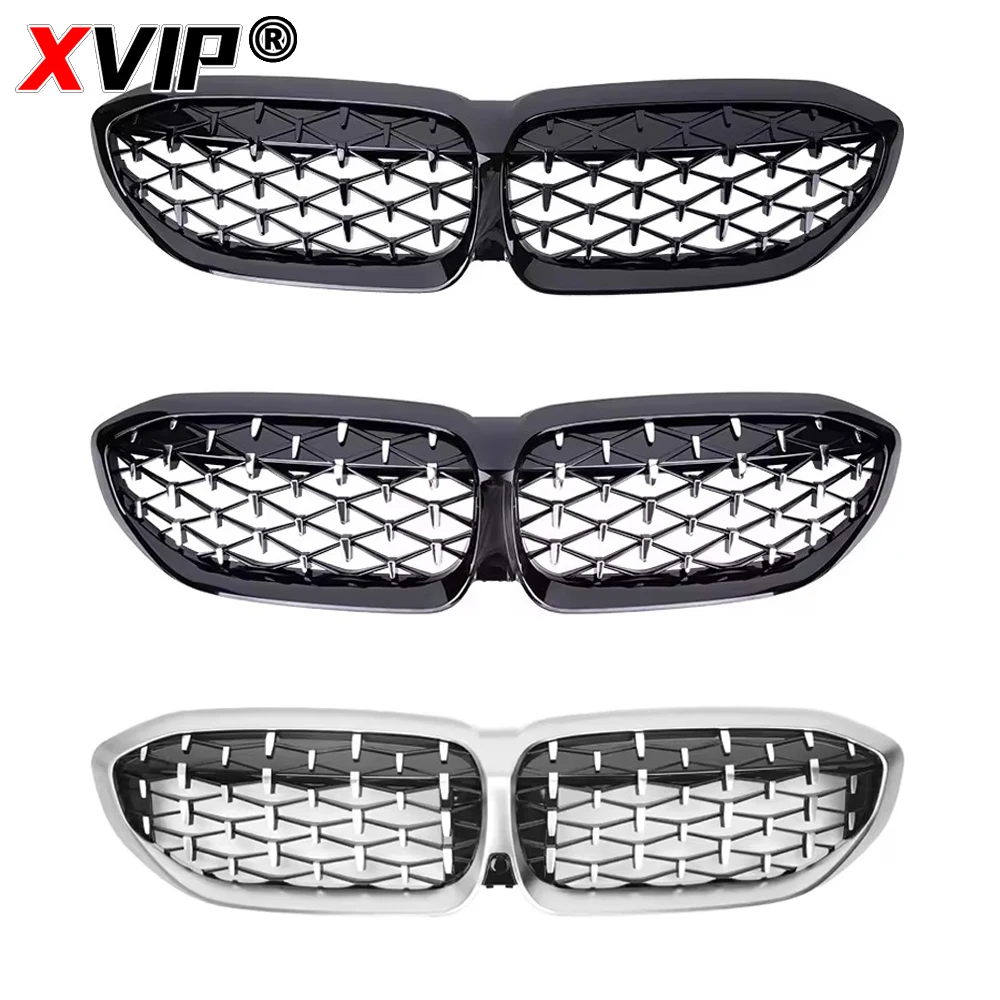 XVIP Gloss Black Diamonds Style Front Kidney Grill Grille For BMW G20/G21 2019-2022 330i M340i Chrome Silver M Sport Grille