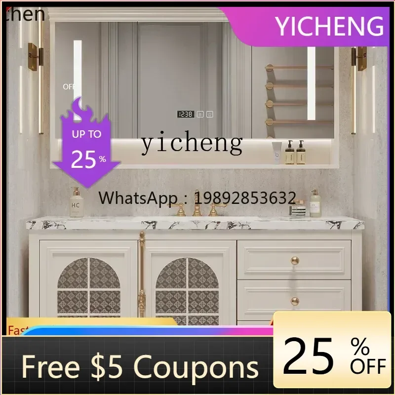 

Z2 Corian Integrated Basin Multi-Functional Storage Rack Floor-Standing Smart Bathroom Cabinet