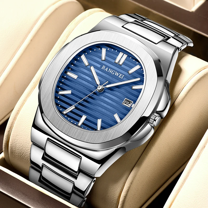 

BANGWEI Роскошные мужские часы LIGE брендовые модные повседневные кварцевые наручные часы водостойкие светящиеся часы со стальным ремнем мужские Reloj Hombre