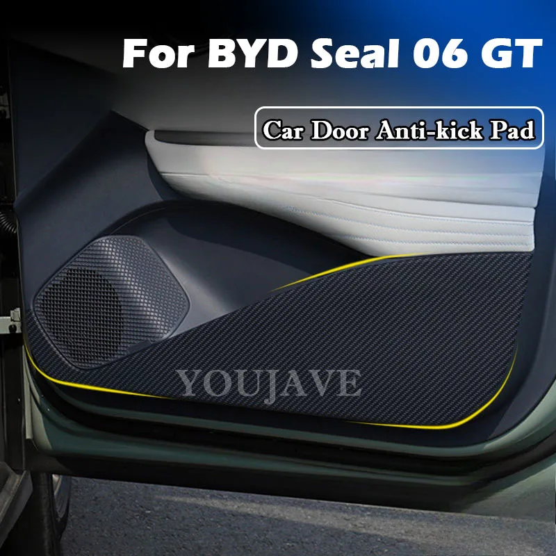 For BYD Seal 06 GT 2024 2025 Leather Carbon Fiber Sticker Door Anti Kick Cover Anti Stepping and Anti Dirt Pad Decor Accessories