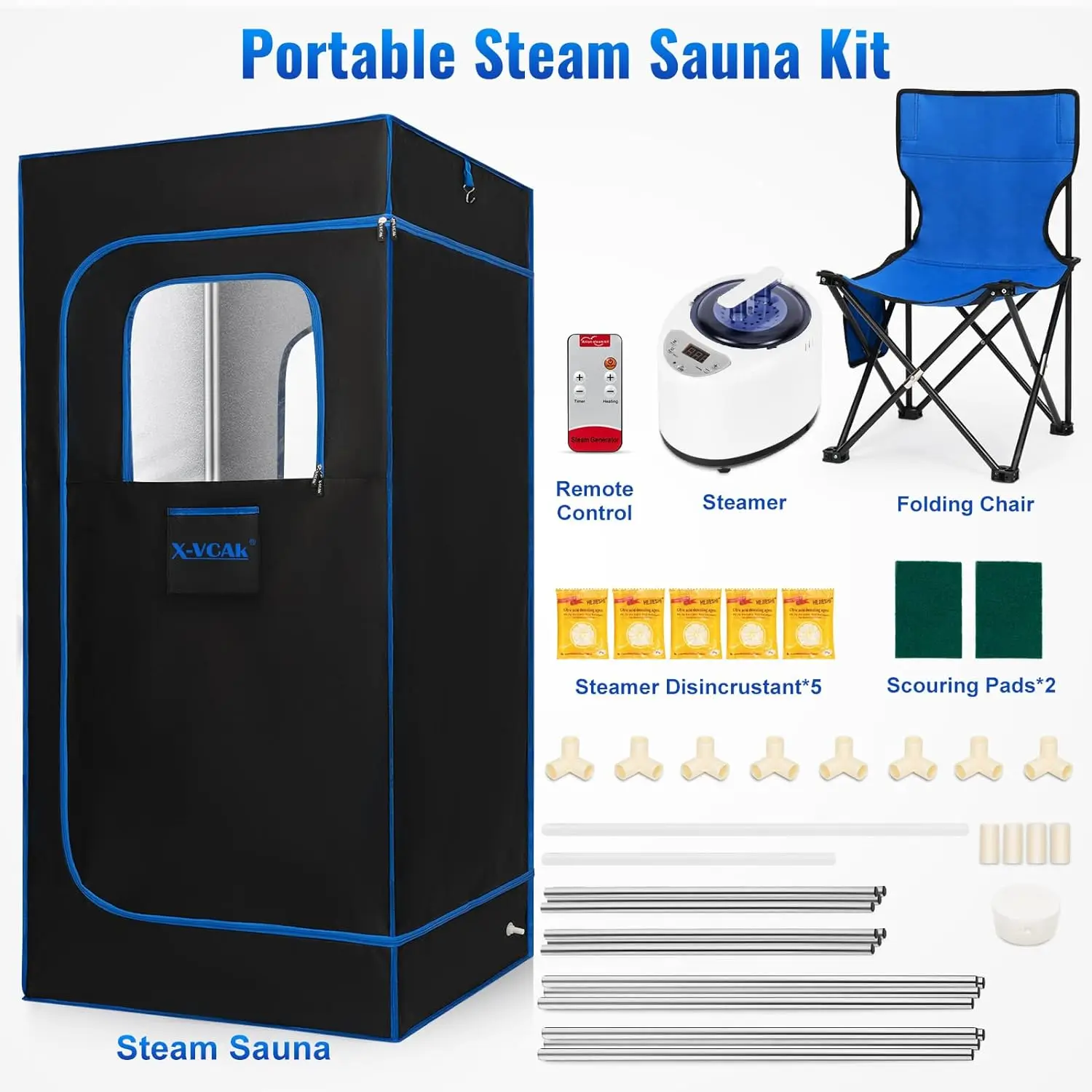 Imagem -06 - Sauna Portátil para Casa Tenda da Sauna Caixa com Vaporizador Controle Remoto Cadeira Dobrável Níveis 2.6l