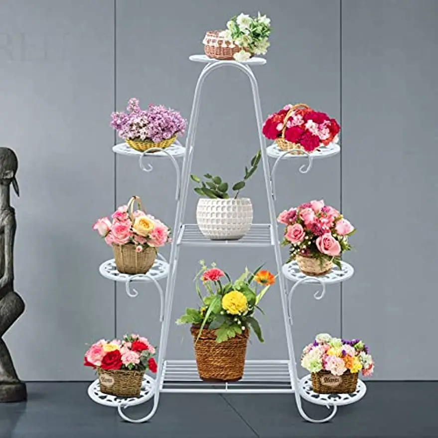 10 Metal Plant Stands, 9 Potted Flower Pot Organizer Rack Plant Display Rack Multi-Layer Plant Stand Holder